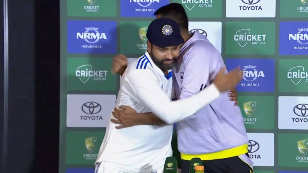 Emotional scenes, warm hug as Rohit bids Ashwin goodbye