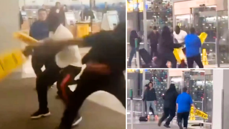 Chicago airport brawl: Passengers, employees clash at O'Hare with 'wet floor' signs – watch viral fight