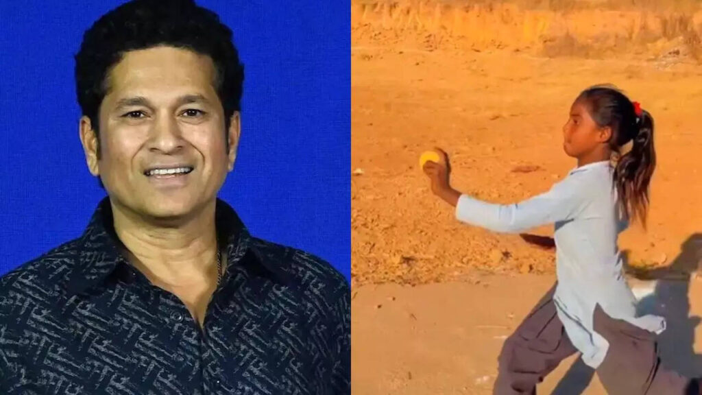 Watch: Sachin mighty impressed with village girl's bowling