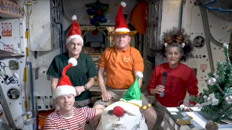 Christmas in space mystery: Astronauts’ festive photo sparks gravity-defying questions - 'Are they in film studio?'