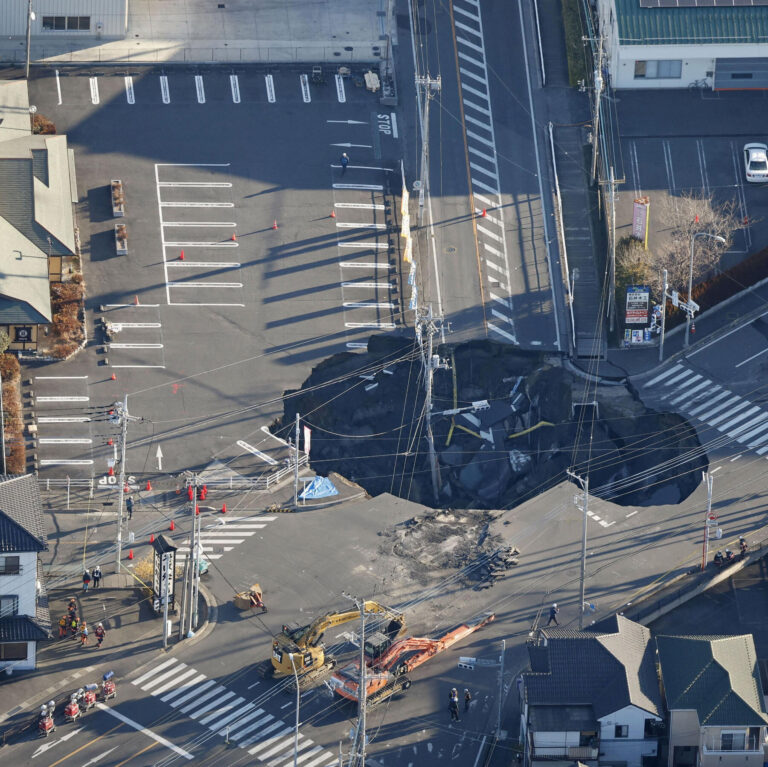 Rescuers in Japan Try to Reach Driver Trapped in Sinkhole For Days