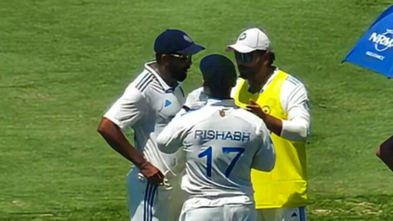 Rohit joins Bumrah for a quick chat during drinks break