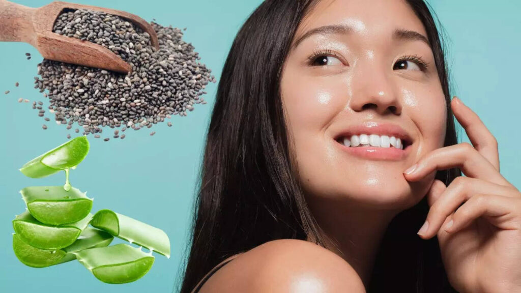 Chia seeds, aloe vera pack for Korean glass skin