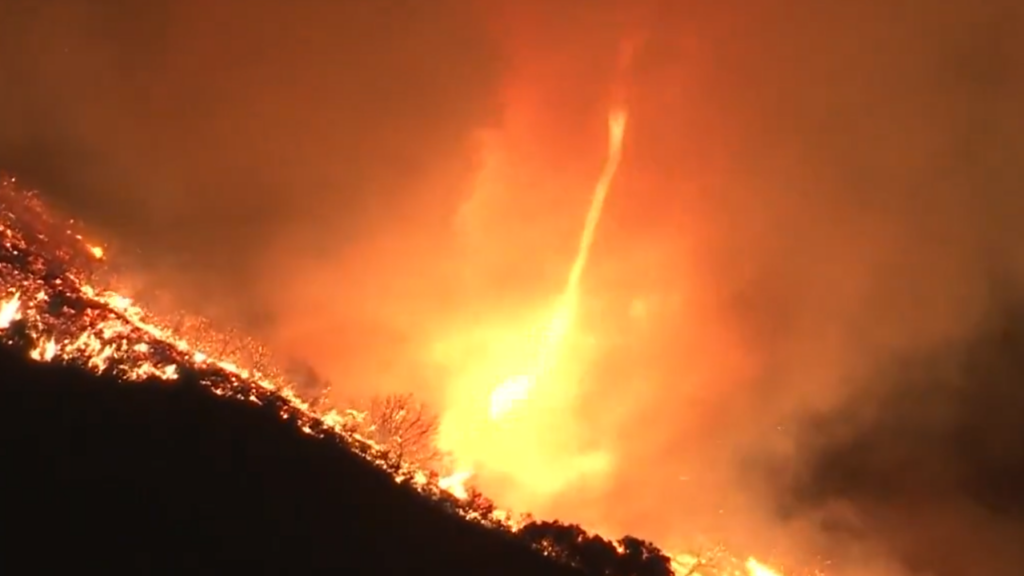 Watch: Rare 'firenado' swirls through Los Angeles as wildfires rage across California