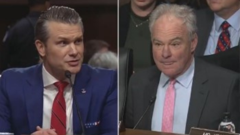 Tim Kaine grills Pete Hegseth over 'cheating' on wife, social media users ask what about Doug Emhoff