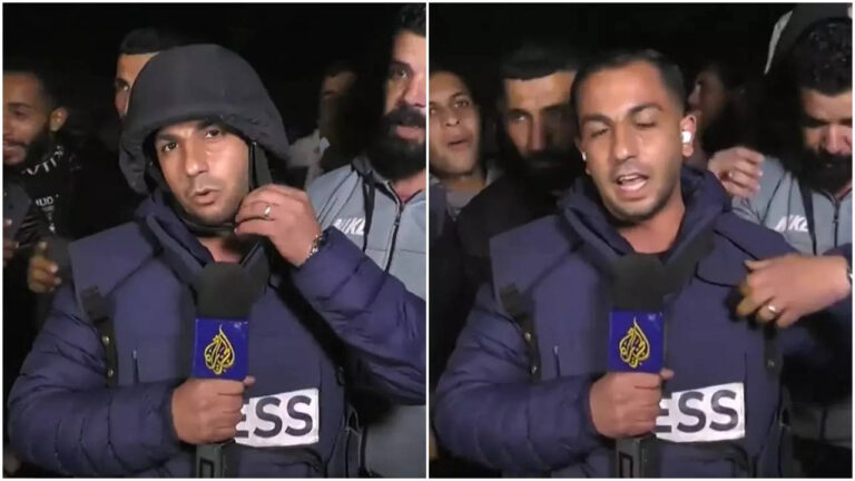 Watch: Palestinian journalist takes off protective gear after Israel-Hamas ceasefire announcement