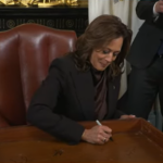 'Our work here has mattered': Outgoing vice president Kamala Harris signs ceremonial drawer