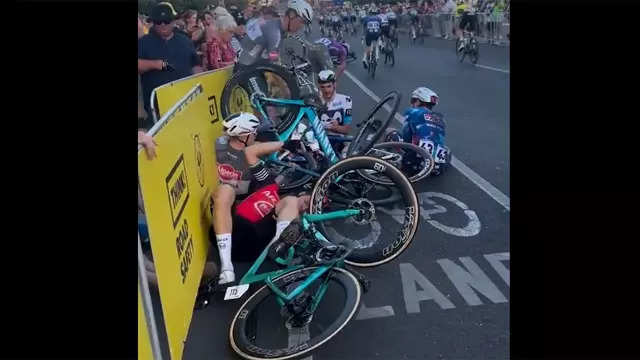 Watch: Injuries reported after high-speed pile-up during cycling race