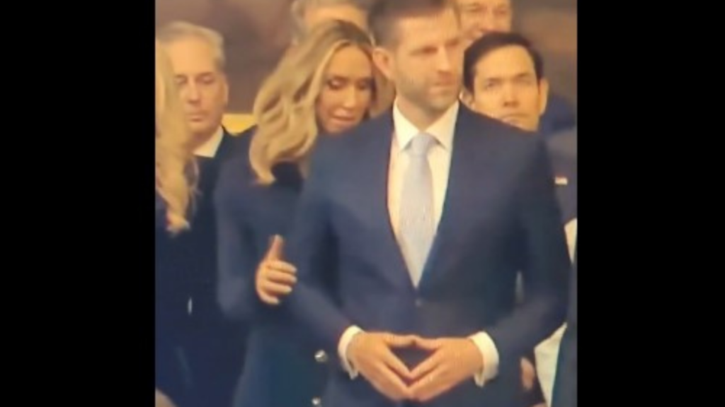 What was Eric Trump's viral hand gesture at father's inauguration? Did wife Lara ask him not to do that?