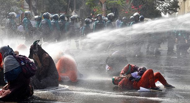 Batons and water cannons used to disperse protesters