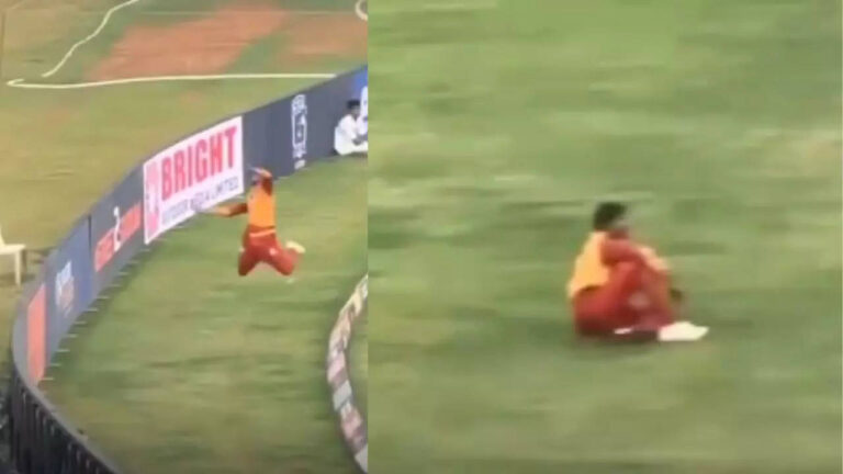 Viral video: Fielder's effort to stop four ends in bizarre six-run blunder