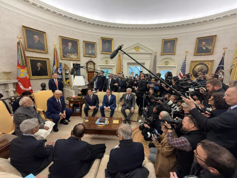 Spotted during PM Narendra Modi's vist, Donald Trump's mugshot in Oval Office