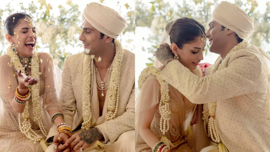 Prateik Babbar-Priya Banerjee's ivory wedding ensembles