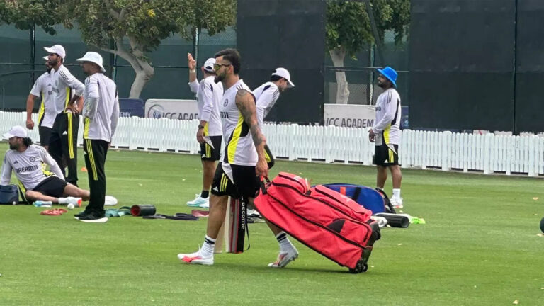 Virat Kohli's CT preparations: Red kit bag and multiple bat checks