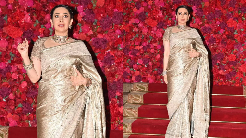 Karisma Kapoor's golden Kanjeevaram saree look