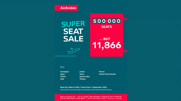 Air Arabia launches early bird promotion on 500,000 seats from Tk 11,866